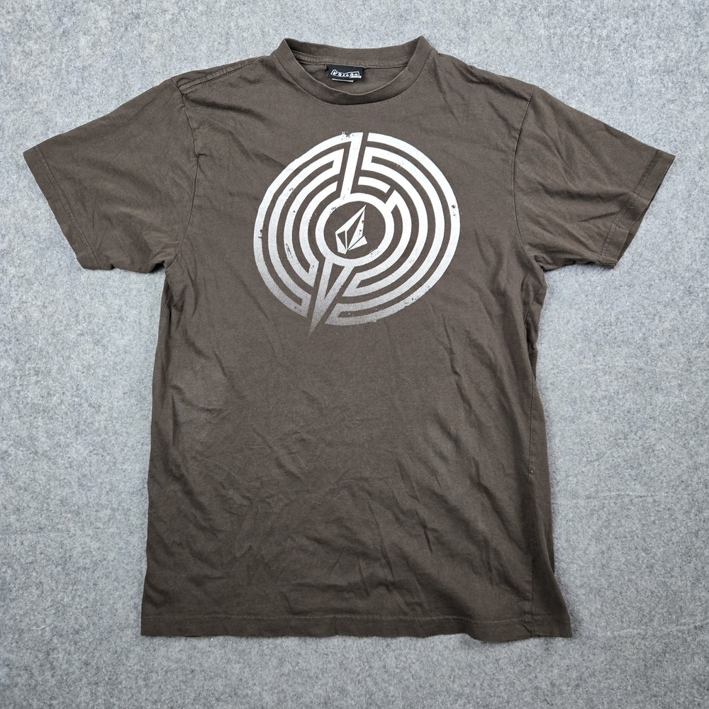 Volcom Shirt Mens‎ Medium Brown Graphic Print Short Sleeve Y2k Skate Lightweight